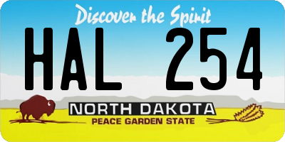 ND license plate HAL254