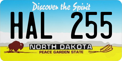 ND license plate HAL255