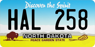 ND license plate HAL258