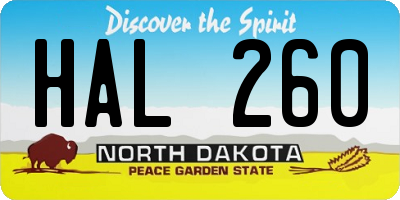 ND license plate HAL260