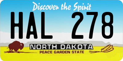 ND license plate HAL278