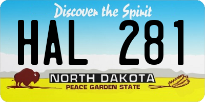 ND license plate HAL281