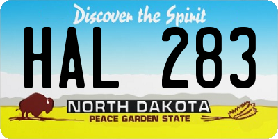 ND license plate HAL283