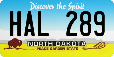 ND license plate HAL289