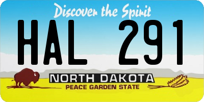 ND license plate HAL291