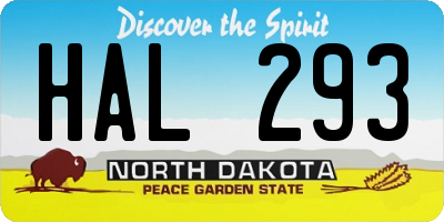 ND license plate HAL293