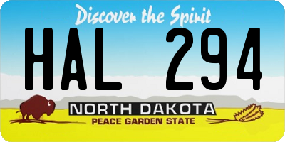 ND license plate HAL294