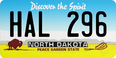 ND license plate HAL296