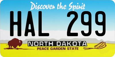 ND license plate HAL299