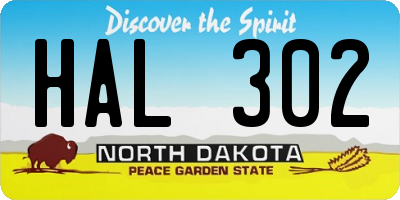 ND license plate HAL302