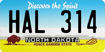 ND license plate HAL314