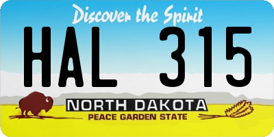 ND license plate HAL315