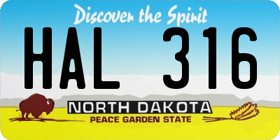 ND license plate HAL316