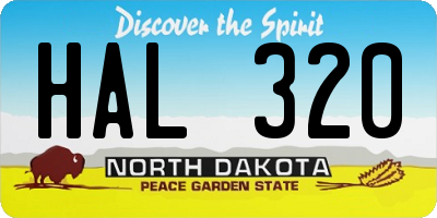 ND license plate HAL320