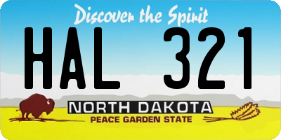 ND license plate HAL321