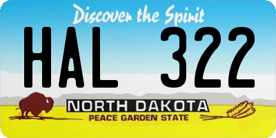 ND license plate HAL322