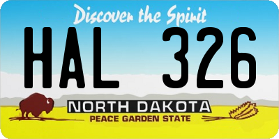 ND license plate HAL326