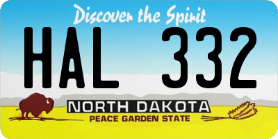 ND license plate HAL332