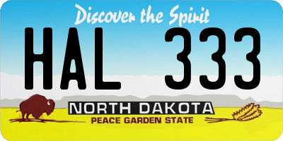 ND license plate HAL333