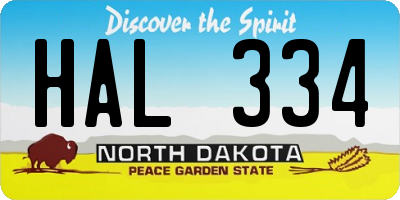 ND license plate HAL334