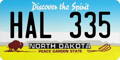 ND license plate HAL335