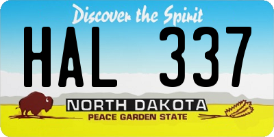 ND license plate HAL337