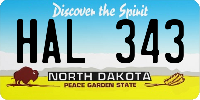 ND license plate HAL343