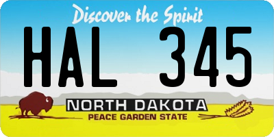 ND license plate HAL345