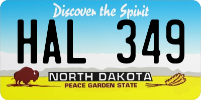 ND license plate HAL349