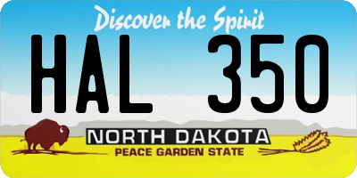 ND license plate HAL350