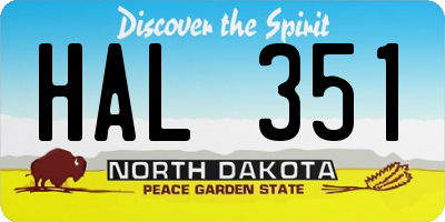 ND license plate HAL351