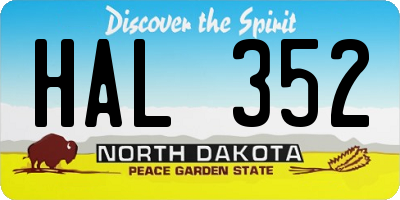 ND license plate HAL352