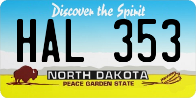 ND license plate HAL353