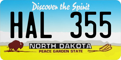 ND license plate HAL355