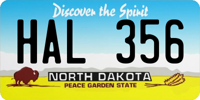 ND license plate HAL356