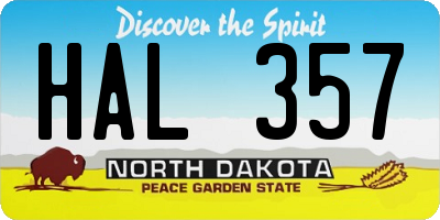 ND license plate HAL357