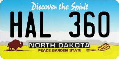 ND license plate HAL360