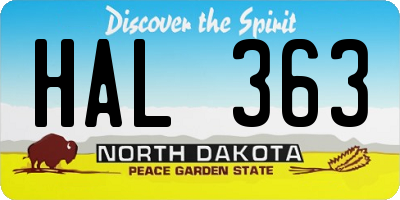 ND license plate HAL363