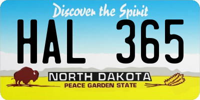 ND license plate HAL365