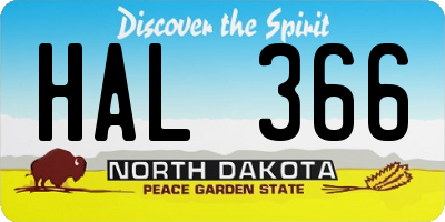 ND license plate HAL366