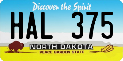 ND license plate HAL375