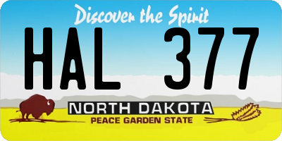 ND license plate HAL377