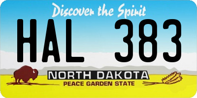 ND license plate HAL383