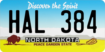 ND license plate HAL384