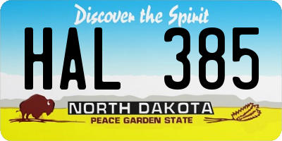 ND license plate HAL385