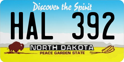 ND license plate HAL392