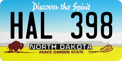 ND license plate HAL398