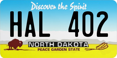 ND license plate HAL402