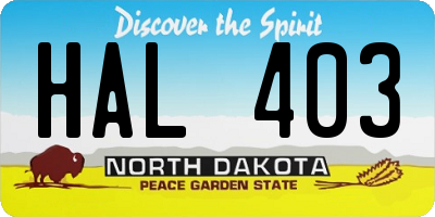 ND license plate HAL403