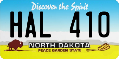 ND license plate HAL410